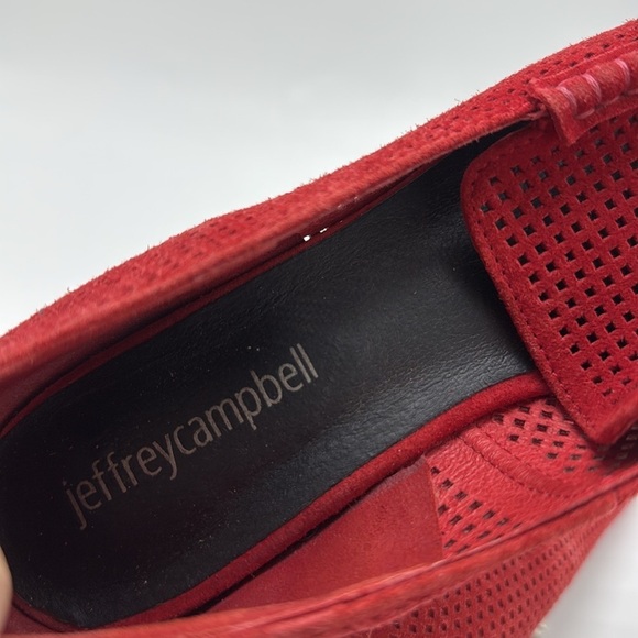 Jeffrey Campbell Barnett Studded Red Suede Leather Perforated Loafer size 6 - Picture 4 of 5